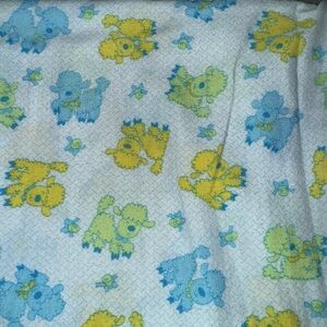 Vintage Carter's Blue and Green Floral Watercolor Fabric 1990’s